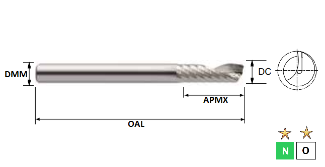 2.0mm 1 Flute ALU-XP Carbide Slot Drill